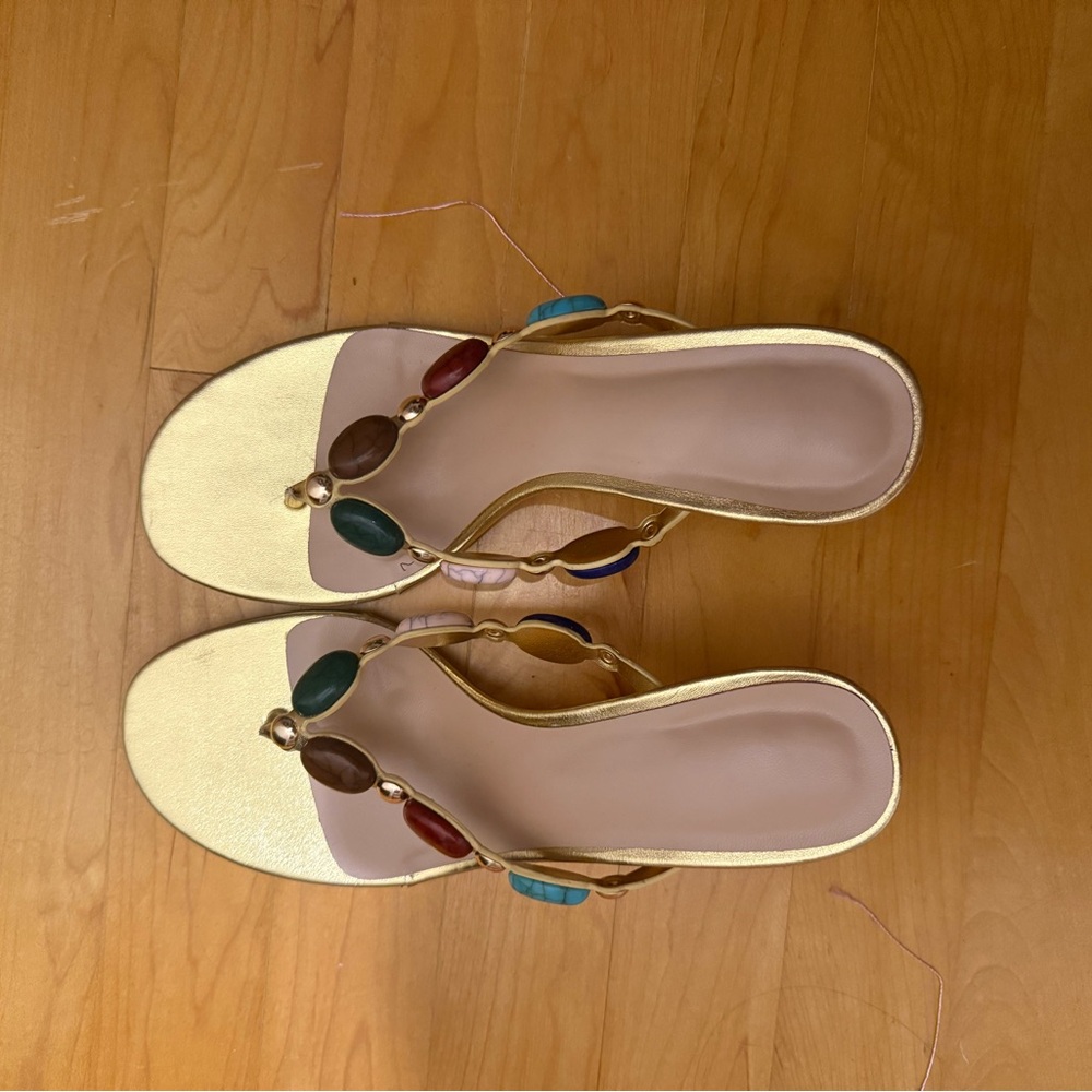 Designer Amazon look alike heels Elegant Multi-Color Beaded Women's Sandals